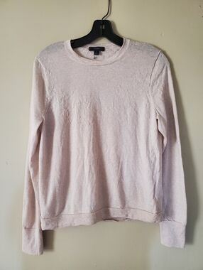 NWOT J. CREW Merino Very Light Pink Crewneck Sweater Textured Size Large